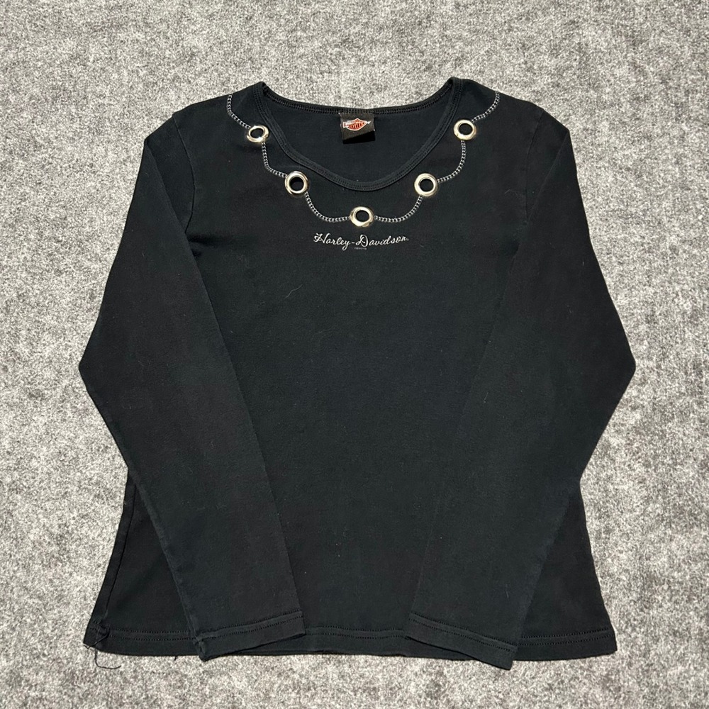 Harley-Davidson Grommet Chain Long Sleeve Shirt Black Grand Canyon Large